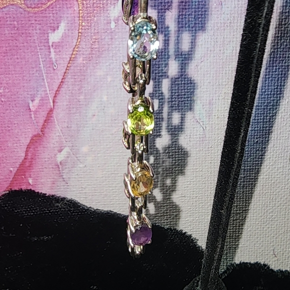 RARE ROSS-SIMONS STERLING SILVER & GEMSTONE LINK BRACELET - Picture 6 of 8